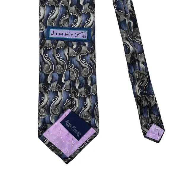Jimmy V Peggy Fleming Blue Stonehenge Geometric Silk Classic Necktie - Picture 3 of 7